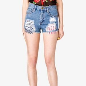 Forever 21 Stars and Stripes American Flag Denim Cutoff Shorts - Size 27